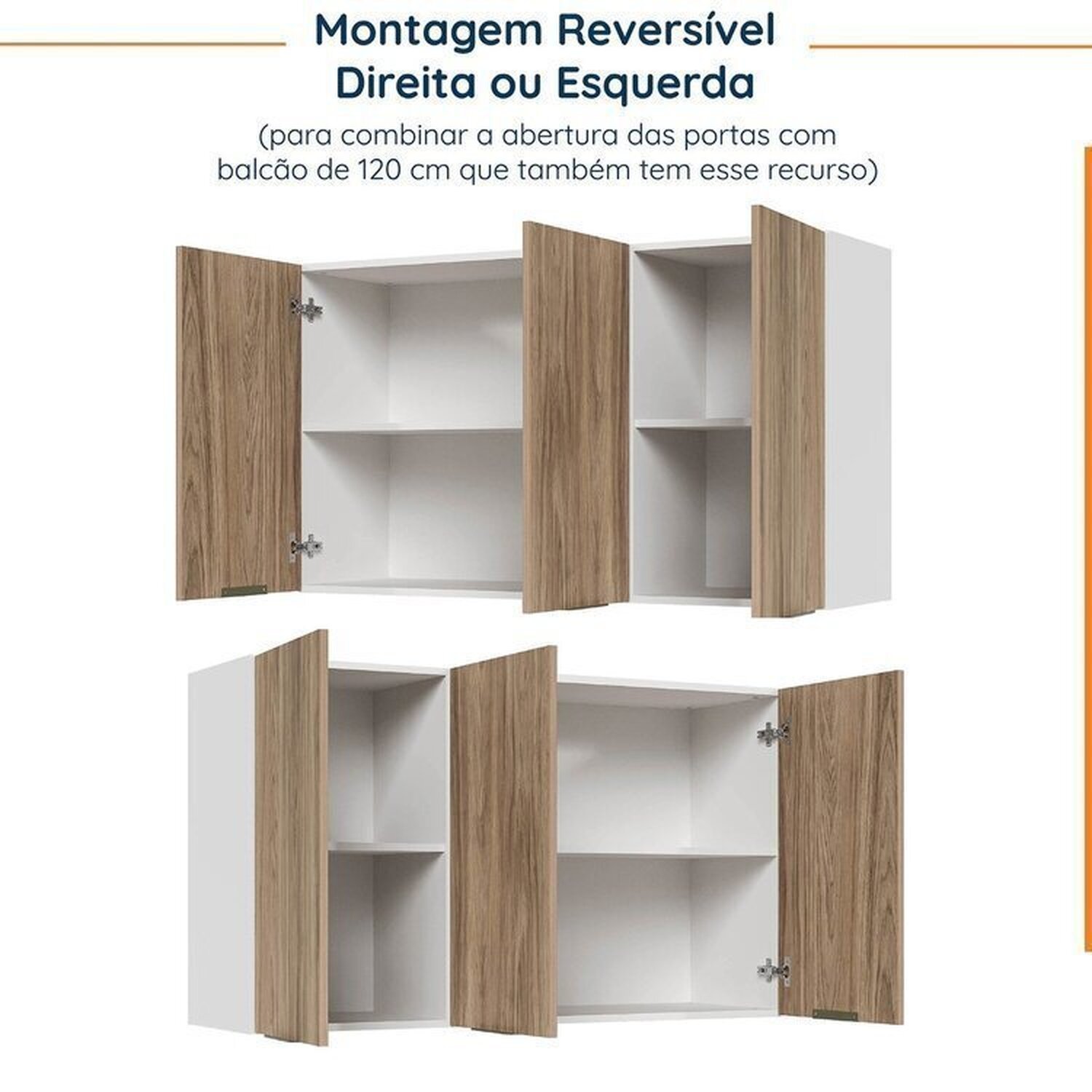 Cozinha Modulada 4 Peças sem Tampo sem Rodapé 2 Aéreos e 2 Balcões Ipanema CabeCasa MadeiraMadeira - 13