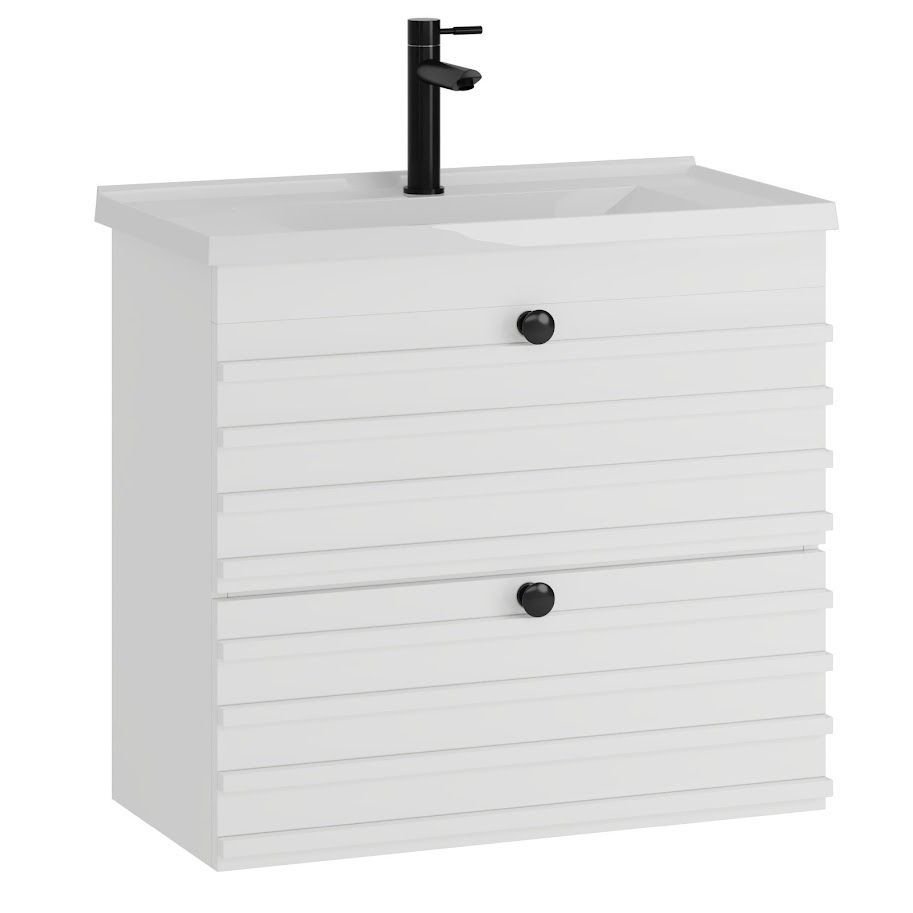 Gabinete para Banheira Link 60 Branco com Bancada Sintética Branca