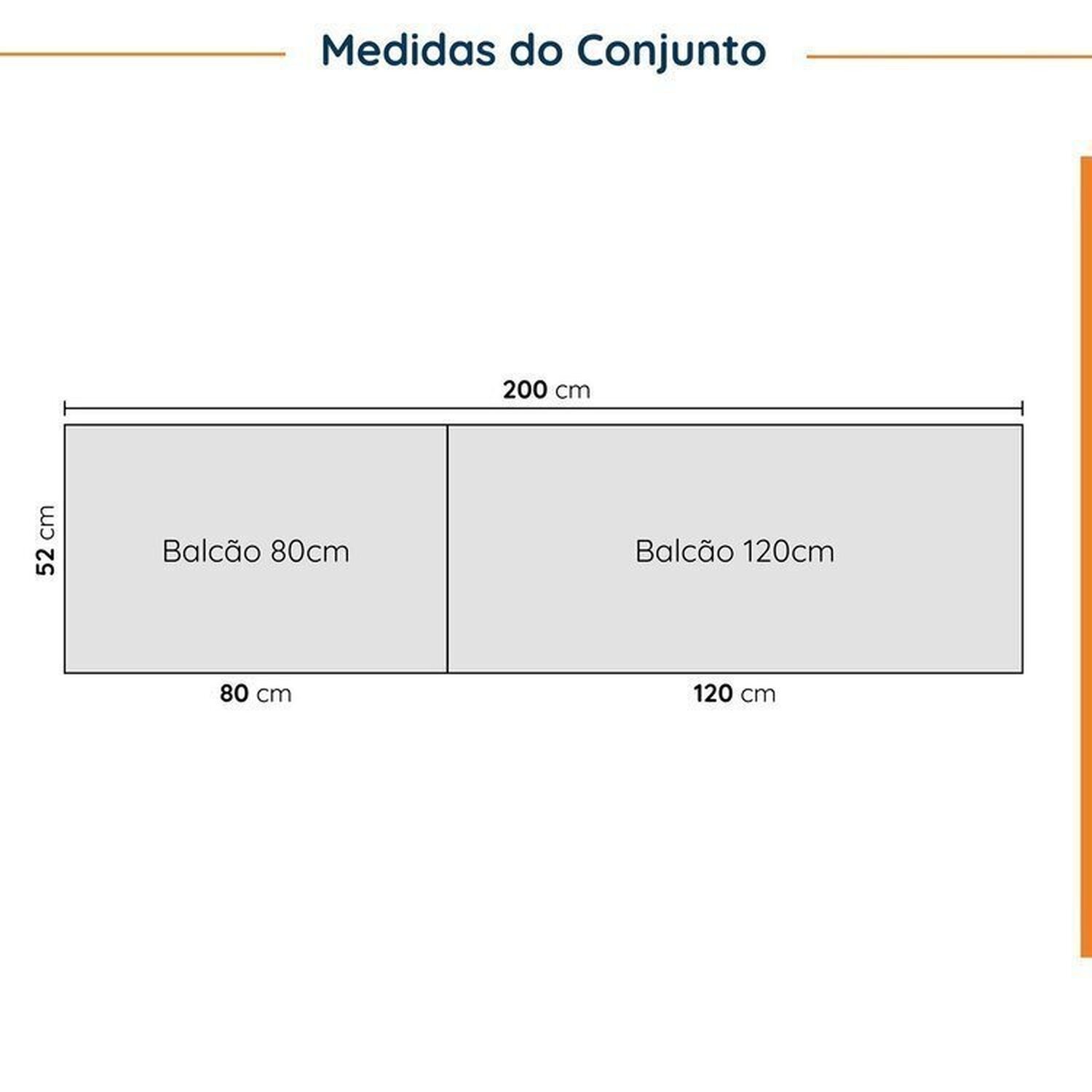 Cozinha Modulada 4 Peças com Tampo com Rodapé 2 Aéreos e 2 Balcões Ipanema CabeCasa MadeiraMadeira - 2