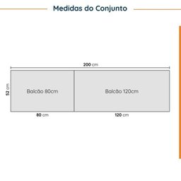 Cozinha Modulada 4 Peças com Tampo com Rodapé 2 Aéreos e 2 Balcões Ipanema CabeCasa MadeiraMadeira - 2