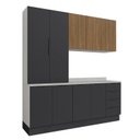 Ver mais imagens de Cozinha Modulada 4 Peças com Tampo com Rodapé 2 Aéreos e 2 Balcões Ipanema CabeCasa MadeiraOriginals Marrom/Grafite Trama/Acácia