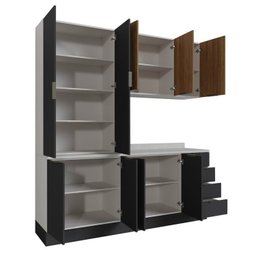 Cozinha Modulada 4 Peças com Tampo com Rodapé 2 Aéreos e 2 Balcões Ipanema CabeCasa MadeiraMadeira - 9