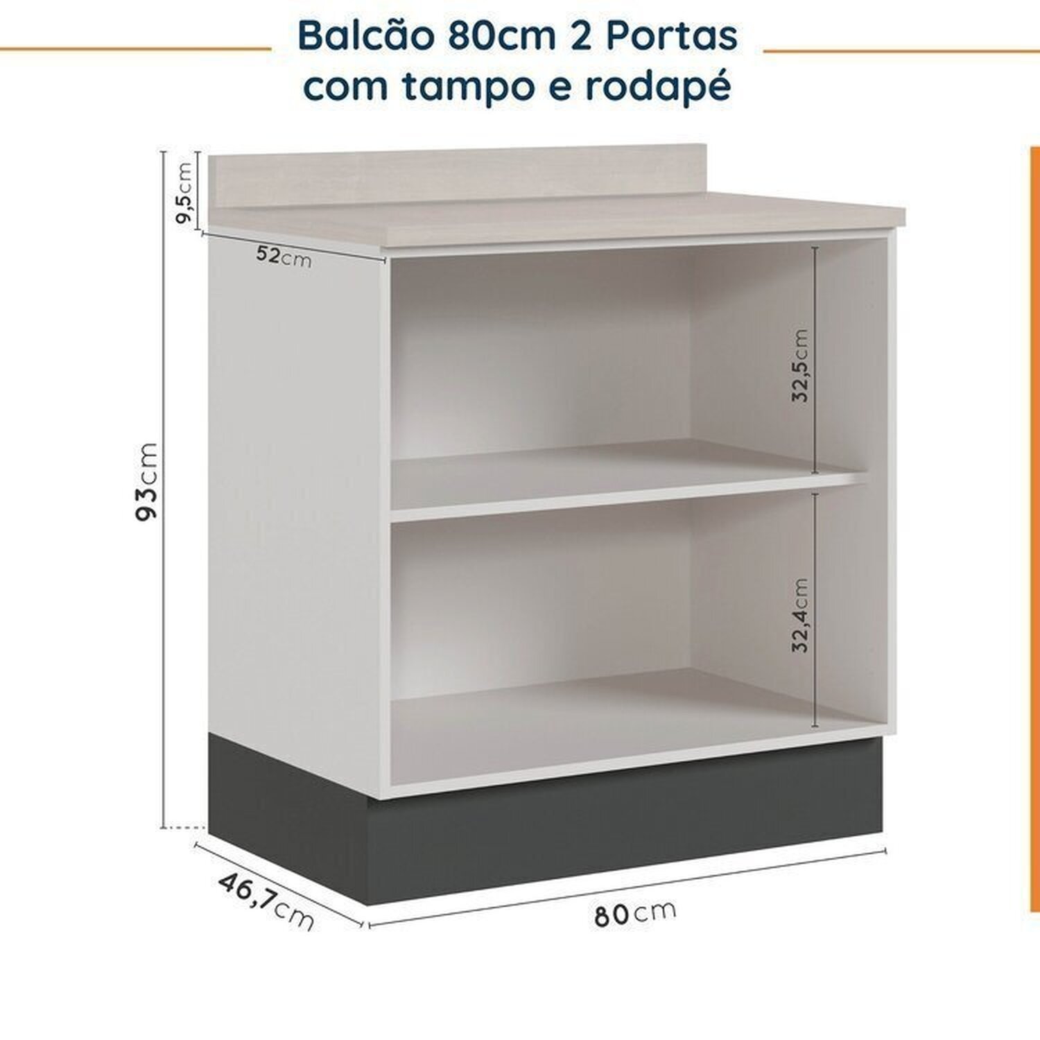 Cozinha Modulada 4 Peças com Tampo com Rodapé 2 Aéreos e 2 Balcões Ipanema CabeCasa MadeiraMadeira - 14