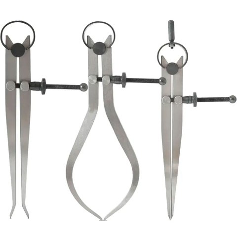 Jogo Compassos Med. 500mm/20" - Externo/interno/reto - 3 Pçs