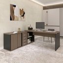 Ver imagem 2 de Mesa Pé Balcão Escritório com 4 Gavetas 189x180cm Preto-walnut