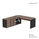 Ver imagem 4 de Mesa Pé Balcão Escritório com 4 Gavetas 189x180cm Preto-walnut