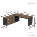 Ver imagem 3 de Mesa Pé Balcão Escritório com 4 Gavetas 189x180cm Preto-walnut