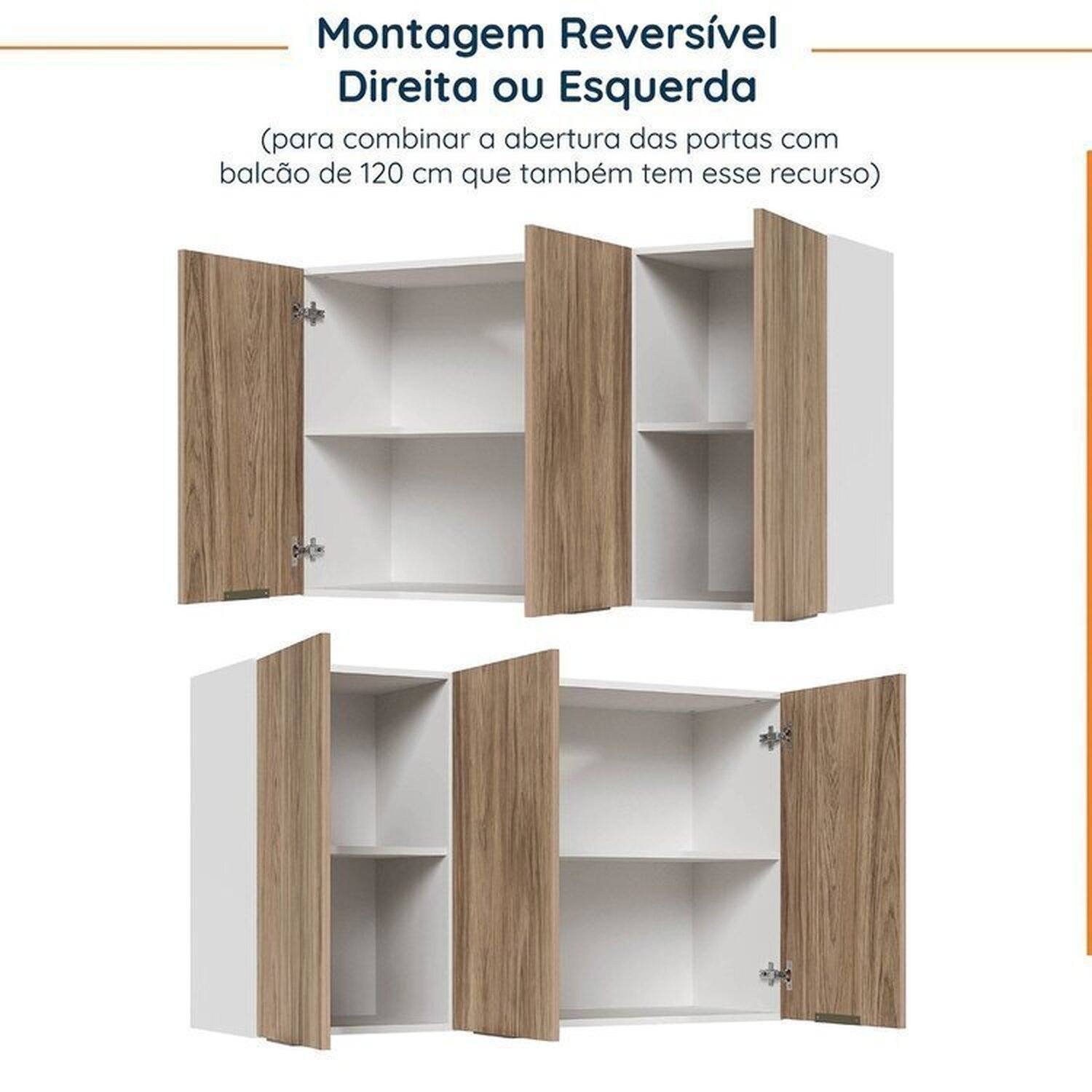 Cozinha Modulada 4 Peças sem Tampo sem Rodapé 2 Aéreos e 2 Balcões Ipanema CabeCasa MadeiraMadeira - 13