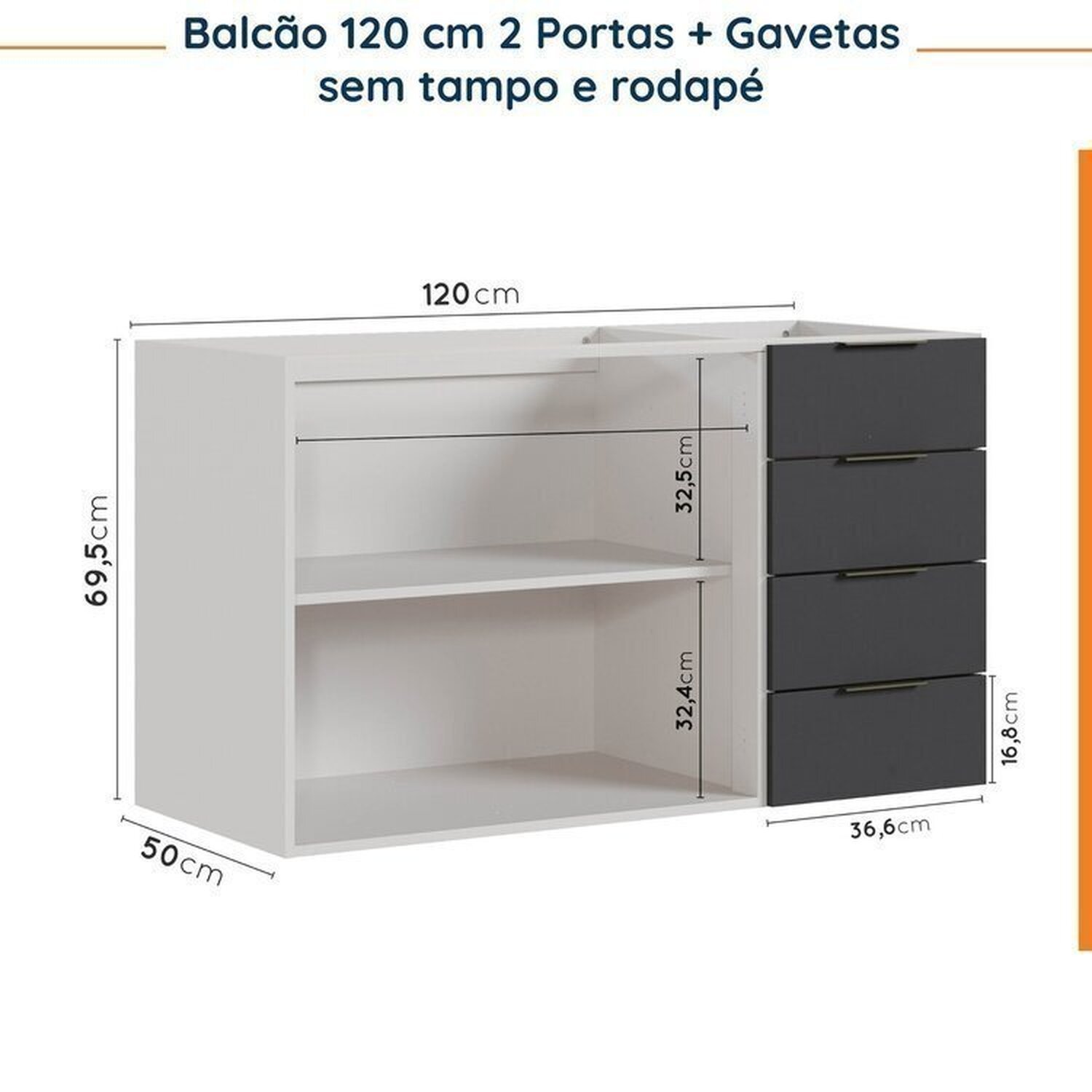 Cozinha Modulada 4 Peças sem Tampo sem Rodapé 2 Aéreos e 2 Balcões Ipanema CabeCasa MadeiraMadeira - 15