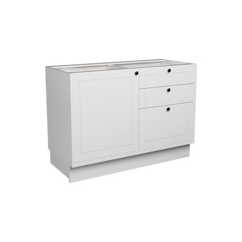 Balcão de Cozinha Évora Ph 3117 C/ 1 Porta 3 Gavetas e Divisor de Talheres S/ Tampo 120cm Branco
