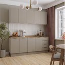 Ver imagem 2 de Cozinha Planejada 4 Peças com Tampo e Rodapé 2 Aéreos e 2 Balcões Ipanema CabeCasa MadeiraOriginals Marrom/Fendi Trama