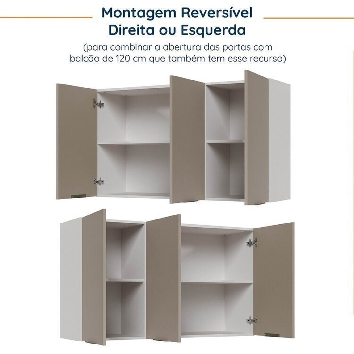 Cozinha Modulada 4 Peças com Tampo com Rodapé 2 Aéreos e 2 Balcões Ipanema CabeCasa MadeiraMadeira - 14