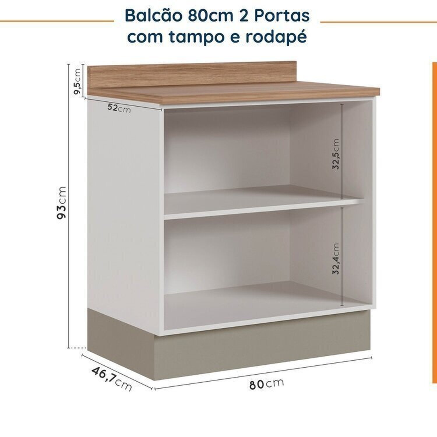 Cozinha Modulada 4 Peças com Tampo com Rodapé 2 Aéreos e 2 Balcões Ipanema CabeCasa MadeiraMadeira - 15