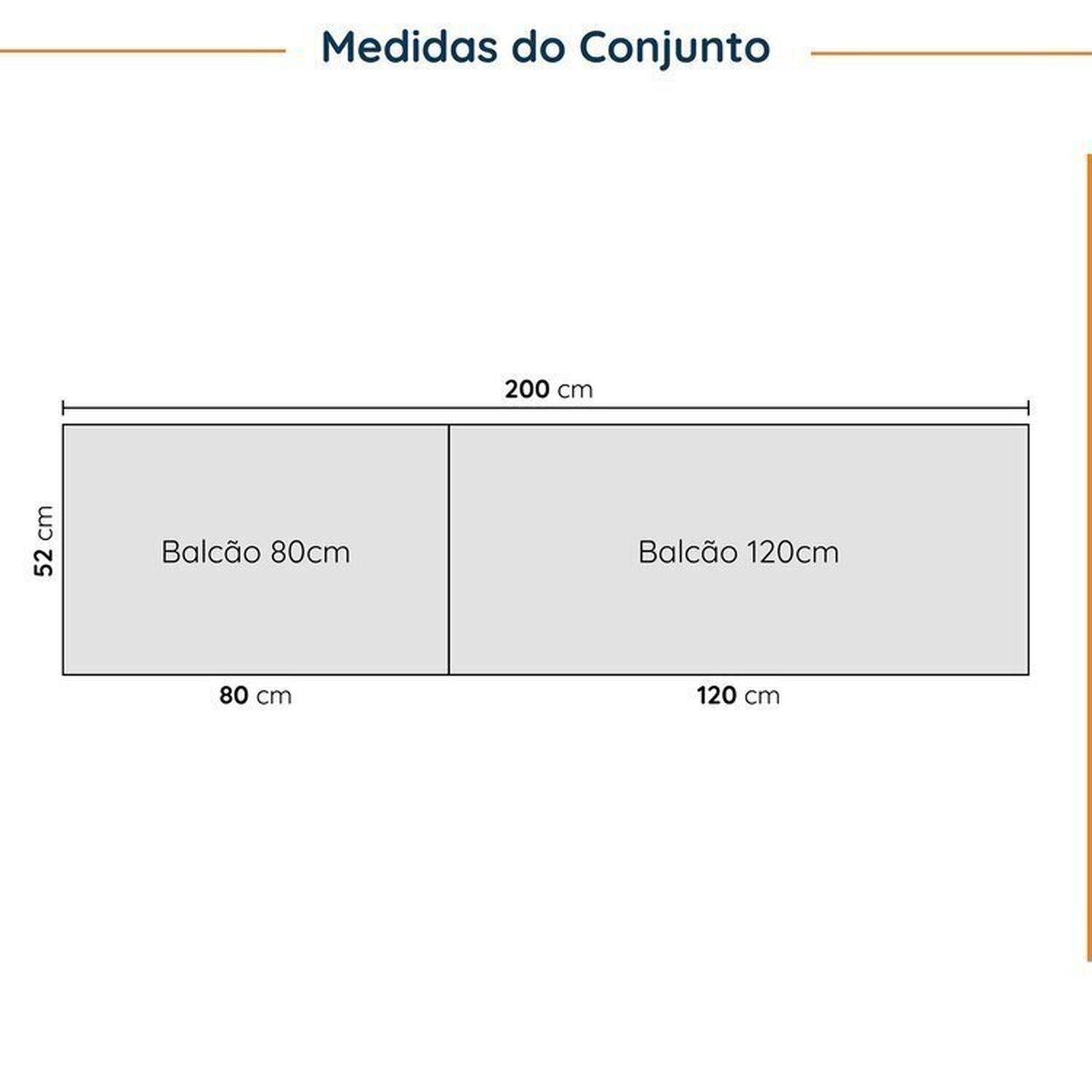 Cozinha Modulada 4 Peças com Tampo com Rodapé 2 Aéreos e 2 Balcões Ipanema CabeCasa MadeiraMadeira - 3