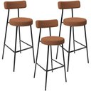 Ver imagem 1 de Kit 03 Banquetas Alta Bar Cozinha Sala De Jantar Estrutura Em Aço Milão L02 Bouclê Terracota -