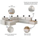 Ver imagem 4 de Sofá de Canto 5 Lugares com Chaise Modular Moderno Premium Veludo Cinza Claro Agatha