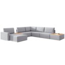 Ver imagem 2 de Sofá de Canto 5 Lugares com Chaise Modular Moderno Premium Veludo Cinza Claro Agatha