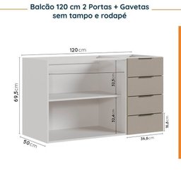 Cozinha Modulada 4 Peças sem Tampo sem Rodapé 2 Aéreos e 2 Balcões Ipanema CabeCasa MadeiraMadeira - 16