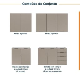Cozinha Modulada 4 Peças sem Tampo sem Rodapé 2 Aéreos e 2 Balcões Ipanema CabeCasa MadeiraMadeira - 4