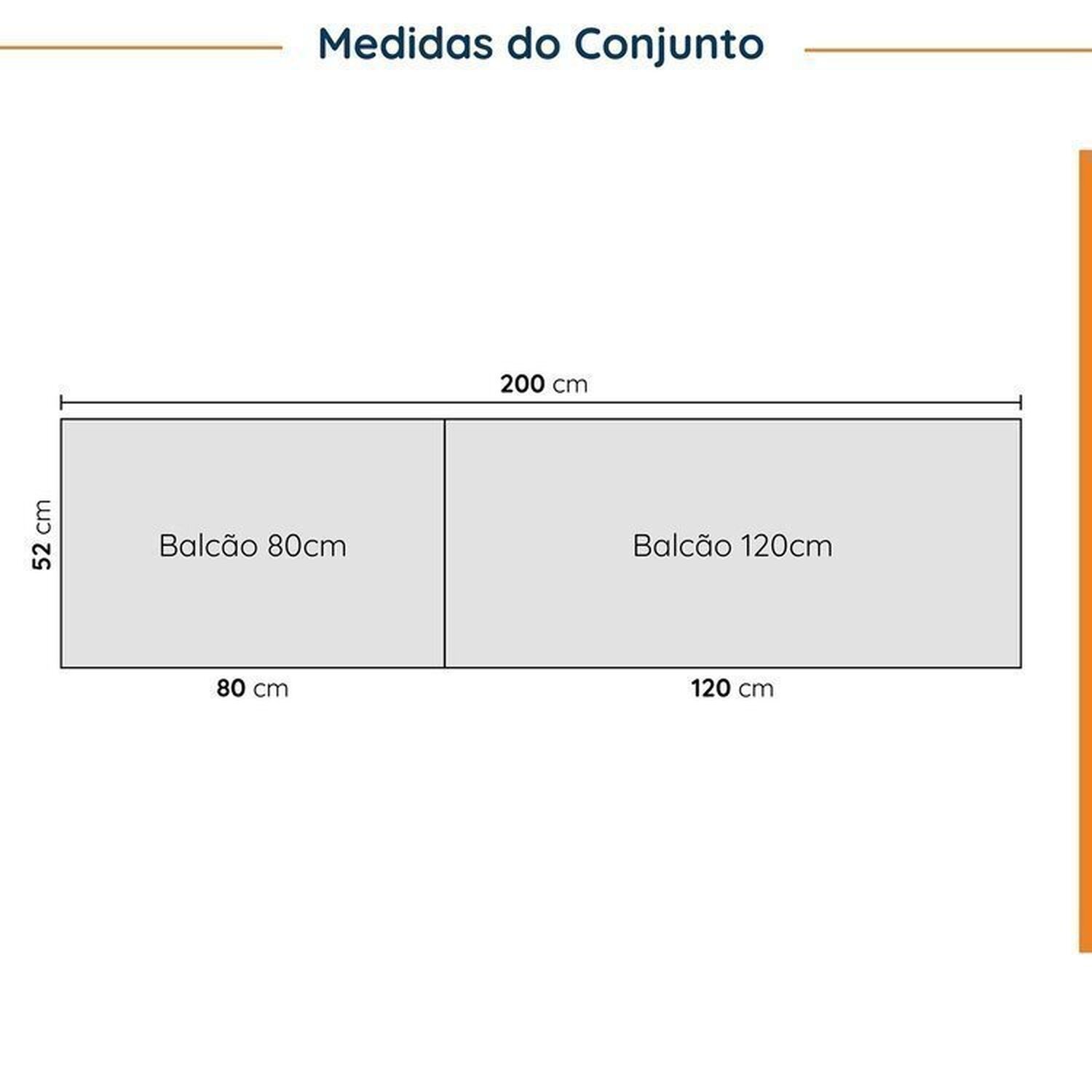 Cozinha Modulada 4 Peças com Tampo com Rodapé 2 Aéreos e 2 Balcões Ipanema CabeCasa MadeiraMadeira - 3