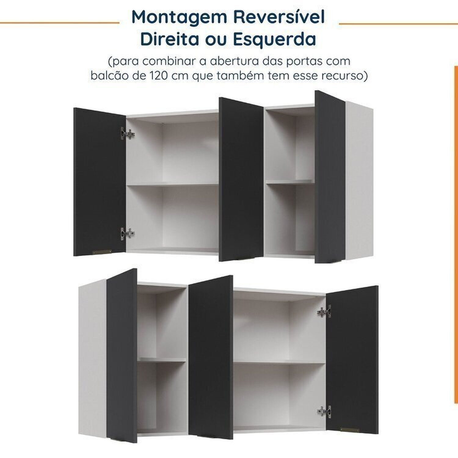 Cozinha Modulada 4 Peças com Tampo com Rodapé 2 Aéreos e 2 Balcões Ipanema CabeCasa MadeiraMadeira - 14