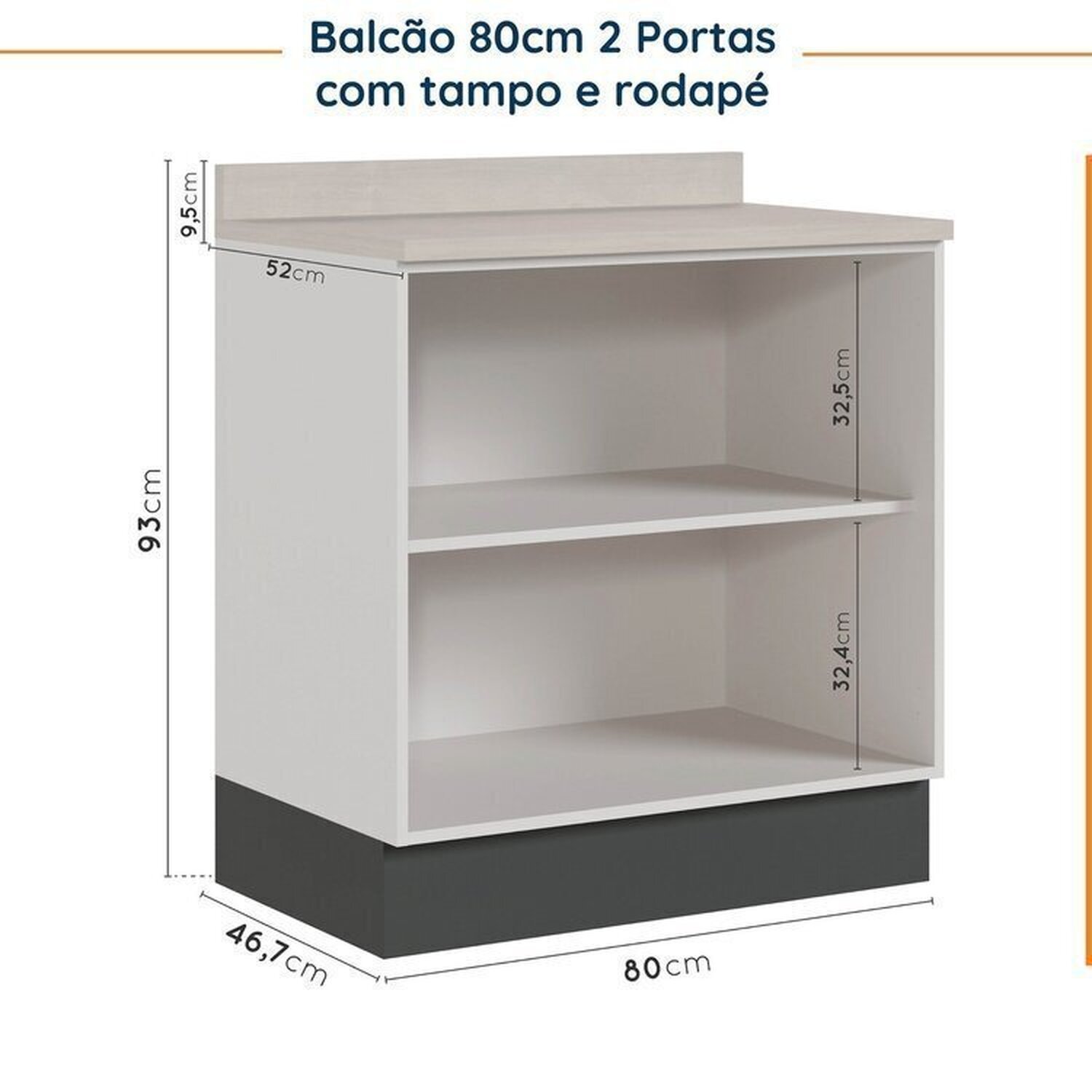 Cozinha Modulada 4 Peças com Tampo com Rodapé 2 Aéreos e 2 Balcões Ipanema CabeCasa MadeiraMadeira - 15