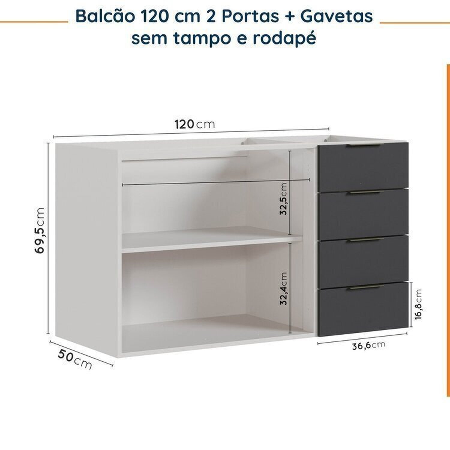 Cozinha Modulada 4 Peças sem Tampo sem Rodapé 2 Aéreos e 2 Balcões Ipanema CabeCasa MadeiraMadeira - 16