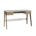 Ver imagem 2 de Escrivaninha Mesa Escritório Primazzia 2 Gavetas 124cm Carvalho Mel e Off White Marrom