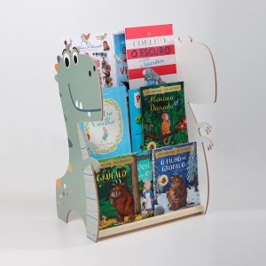 Rack Porta Livros Dino Montessoriano Mdf Infantil