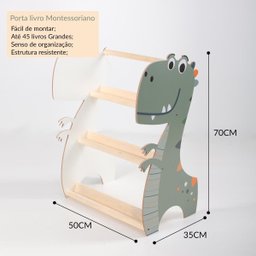Rack Porta Livros Dino Montessoriano Mdf Infantil - 3