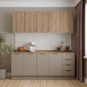 Ver imagem 1 de Cozinha Planejada 4 Peças com Tampo e Rodapé 2 Aéreos e 2 Balcões Ipanema CabeCasa MadeiraOriginals Marrom/Fendi Trama/Acácia