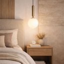 Ver imagem 6 de Pendente Luna Metal e Vidro Ø15X35 Dourado E27 Aurora Sku: Pnd-Lun-do