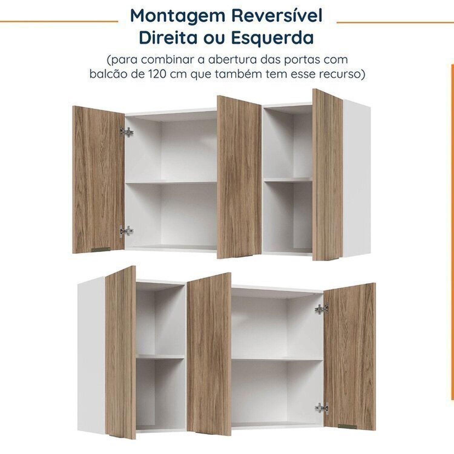 Cozinha Modulada 4 Peças sem Tampo sem Rodapé 2 Aéreos e 2 Balcões Ipanema CabeCasa MadeiraMadeira - 14