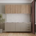 Ver imagem 1 de Cozinha Planejada 4 Peças sem Tampo sem Rodapé 2 Aéreos 2 Balcões Ipanema CabeCasa MadeiraOriginals Marrom/Fendi Trama/Acácia