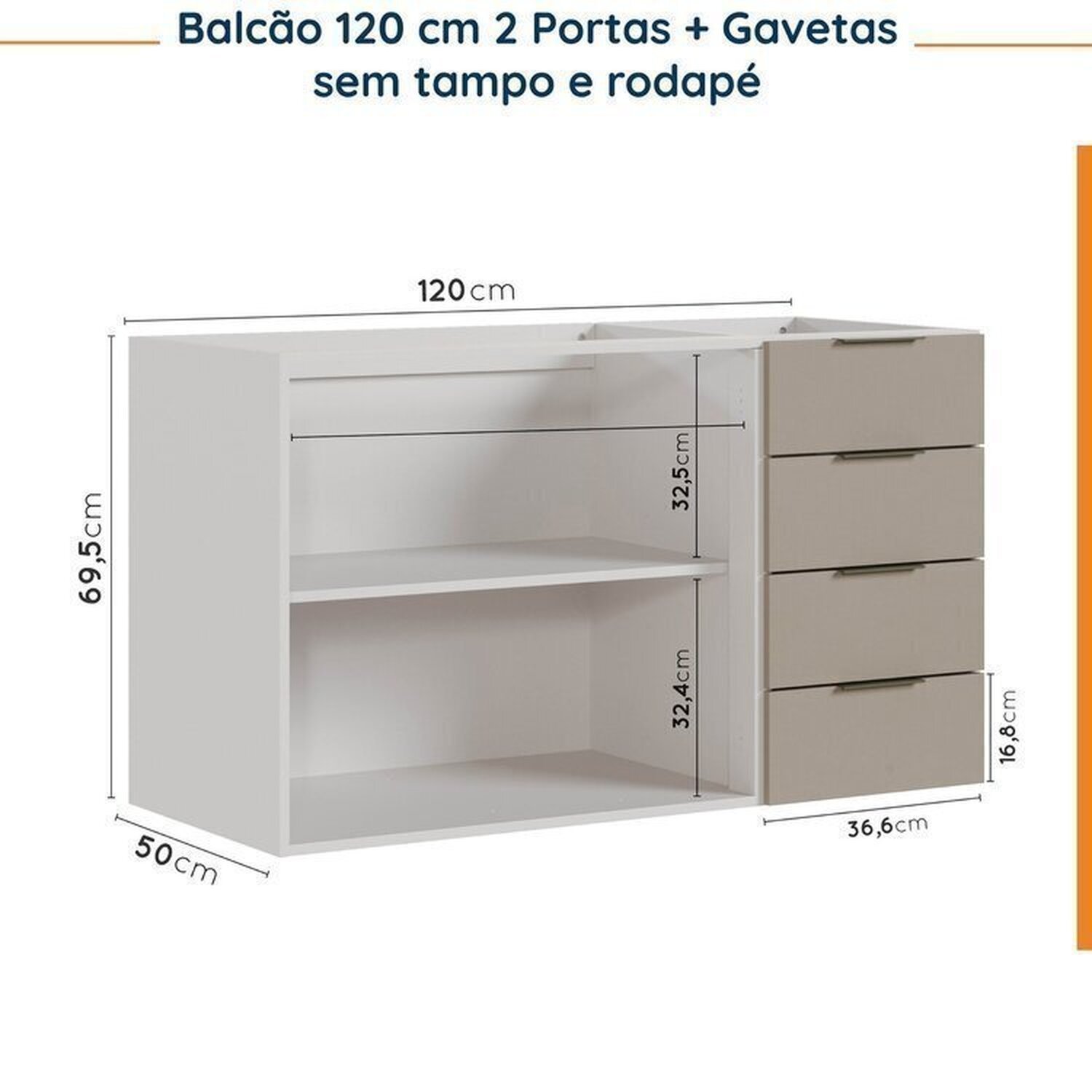 Cozinha Modulada 4 Peças sem Tampo sem Rodapé 2 Aéreos e 2 Balcões Ipanema CabeCasa MadeiraMadeira - 16