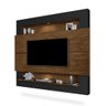 Painel Premium para Sala Tv até 60 Polegadas Riviera 1,63m com Led e Prateleira - Malbec / Preto - 2