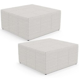 Kit 02 Puffs Decorativos Para Sala De Estar Quadrado Milano 90x90 W01 Bouclê Cru - Lyam Decor - 1
