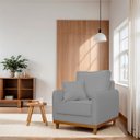 Ver imagem 2 de Poltrona Sofa Sena Base de Madeira Luxo Conforto para Hotel e Sala Linho Cinza