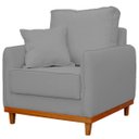 Ver imagem 4 de Poltrona Sofa Sena Base de Madeira Luxo Conforto para Hotel e Sala Linho Cinza