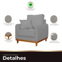Ver mais imagens de Poltrona Sofa Sena Base de Madeira Luxo Conforto para Hotel e Sala Linho Cinza