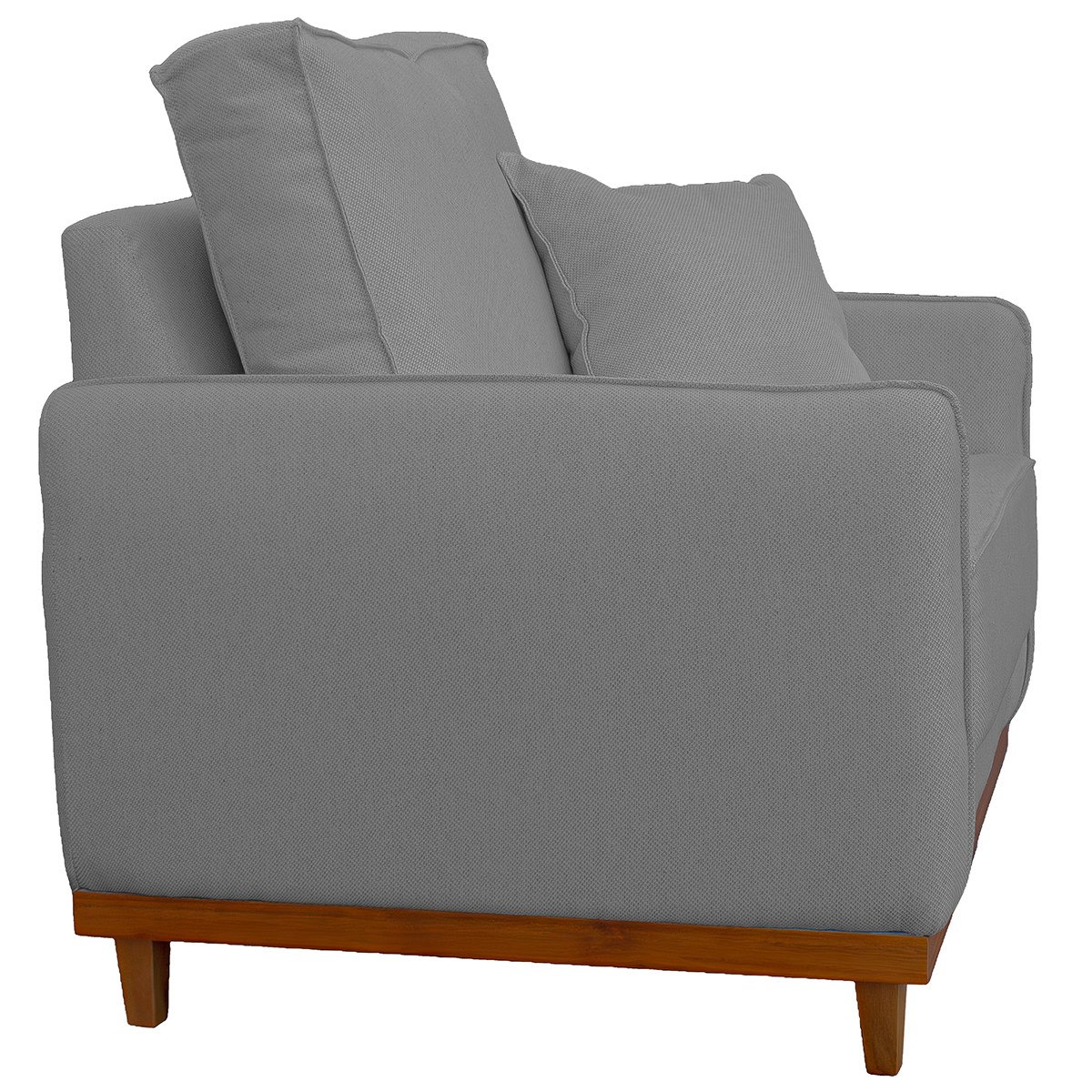 Poltrona Sofa Sena Base de Madeira Luxo Conforto para Hotel e Sala Linho Cinza - 5