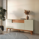 Ver imagem 2 de Balcão 4 Portas 1 Gaveta Lisboa Off White/freijó - Dalla Costa