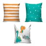 Cortina Infantil Dinossauro Cute + 3 Capas Almofadas Mod 04 - 3