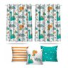Cortina Infantil Dinossauro Cute + 3 Capas Almofadas Mod 04 - 1