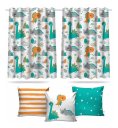Ver imagem 1 de Cortina Infantil Dinossauro Cute + 3 Capas Almofadas Mod 04