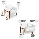 Ver imagem 5 de Kit 1 Sofá Namoradeira e 2 Poltronas Lana Corino Branco Base de Madeira - D’Rossi