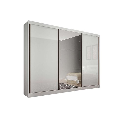Guarda Roupas 3 Portas de Correr (1 C/ Espelho) e 6 Gavetas Toulon/sonetto Plus Branco - Novo