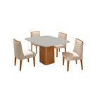 Ver imagem 2 de Mesa de Jantar Eloise 90cm Tampo Mdf Vidro Canto Copo com 4 Cadeiras Eloise Moderna Mobília