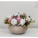 Ver imagem 3 de Arranjo Centro de Mesa Flores Rosas Lindas Artificial e Vaso