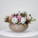 Ver imagem 1 de Arranjo Centro de Mesa Flores Rosas Lindas Artificial e Vaso
